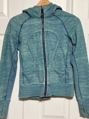 VTG Lululemon Scuba Hoodie Stretch Space Dye Aquamarine Teal Size 6